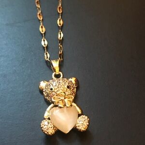 Teddy Bear Pendant & Gold Chain Women / Girls Length 16-18”